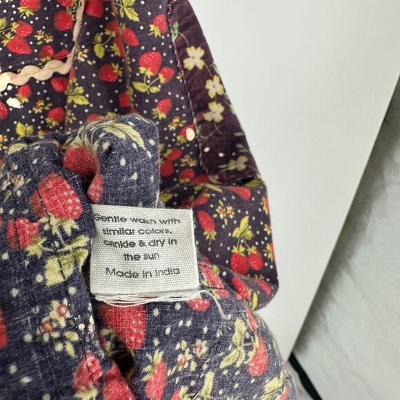 Magnolia Pearl top OS adison workshirt patchwork strawberry floral paint artsy - Picture 10 of 16